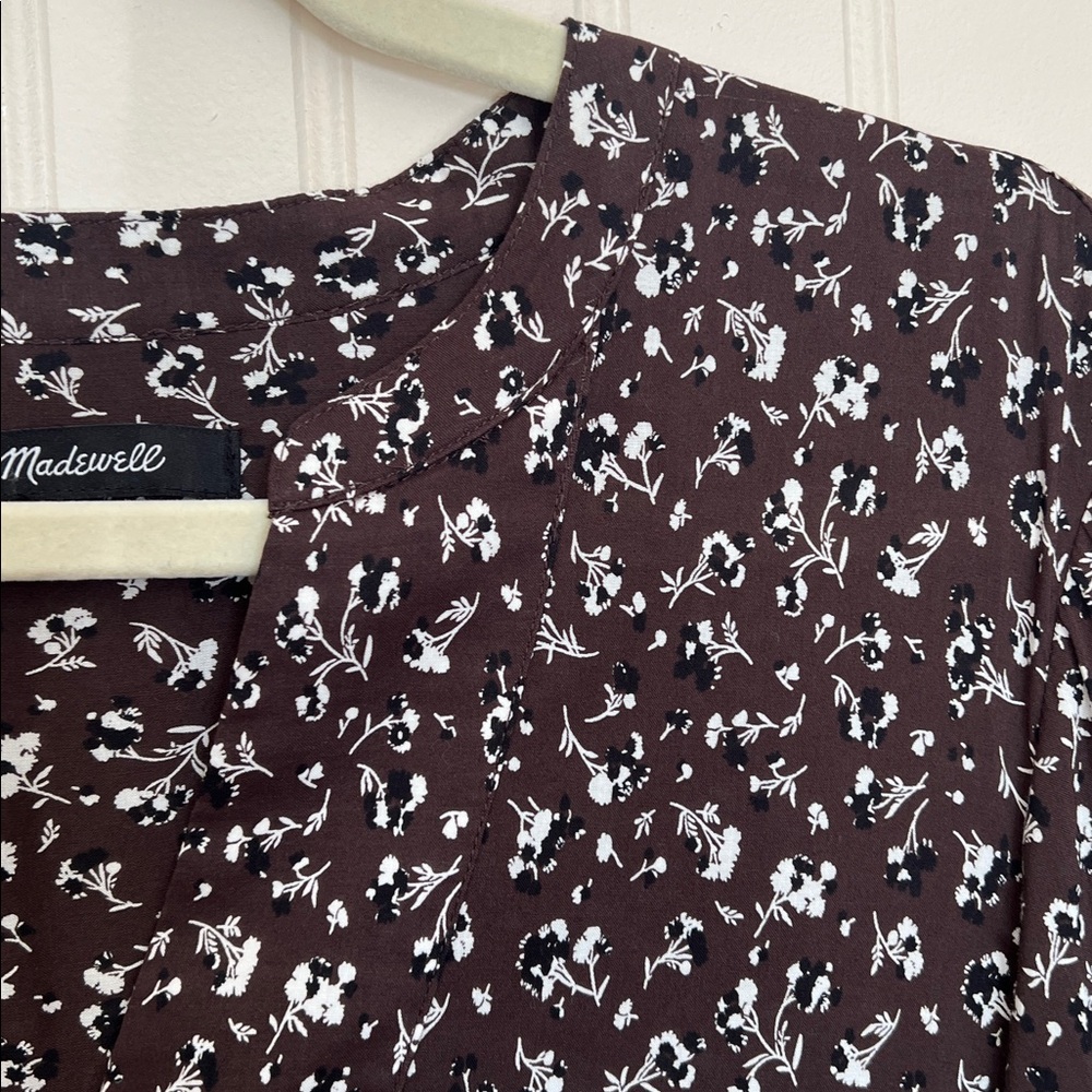 Madewell Women’s V-Neck Long Sleeve Top Dark Caron Size Medium - Picture 5 of 12